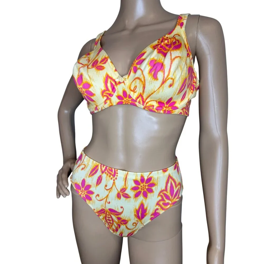 Y2K 2002 Victorias Secret Yellow & Pink Floral Bikini Set 36/M